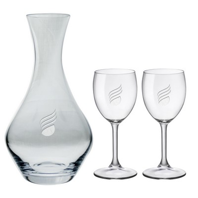 Vino Grande Carafe (40 oz.) with Set of Two (8.5 oz) Park Avenue Wine Glasses (3 Piece Set)