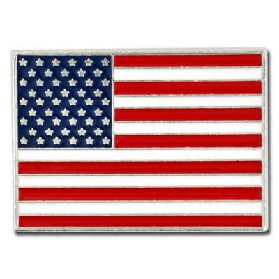 Rectangle American Flag Silver Pin - Made in the U.S.A.