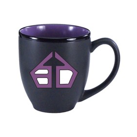 15 Oz. Matte Black Hilo Bistro Coffee Mug w/Lilac Interior