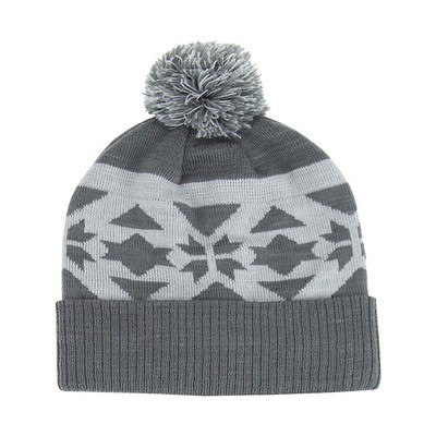 Jacquard Knit Pom Beanie