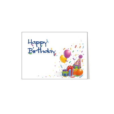 Birthday Corner Hat/Balloons Greeting Card with Free Song Download