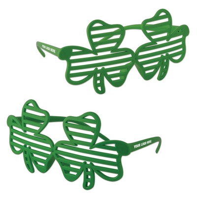 Shamrock Shutter Glasses with Custom Pad Print on Both Stems