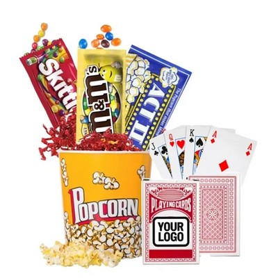 Movie Night Basket with Playing Cards