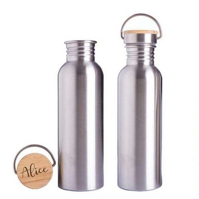 500 Mil Stainless Steel Water Bottle With Bamboo Lid