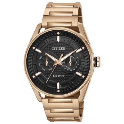 Citizen Men's Drive CTO Eco-Drive Rose Gold-Tone Watch w/Black Dial