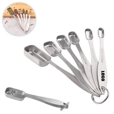 Rectangle 6 in 1 Measuring Spoon w/Round Ring