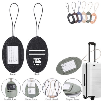 Oval Shaped PU Leather Luggage Tag