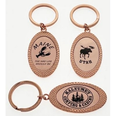 Rose Gold Line Oval Key Tag