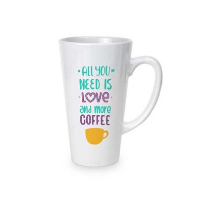 17 oz. White Ceramic Latte Coffee Mug - Sublimation