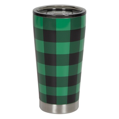 Texture Printed 16oz Green Plaid Tumbler with Smoke Cap