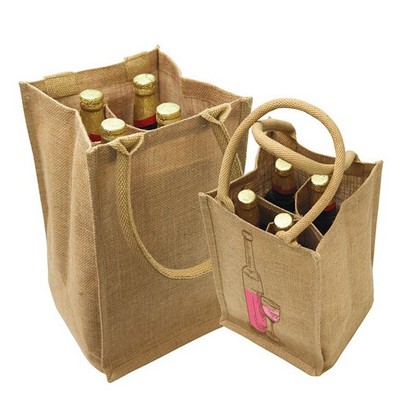 Four Bottle Burlap Wine Bag 14"x18"x8" Four Bottle Burlap Wine Bag 14"x18"x8"