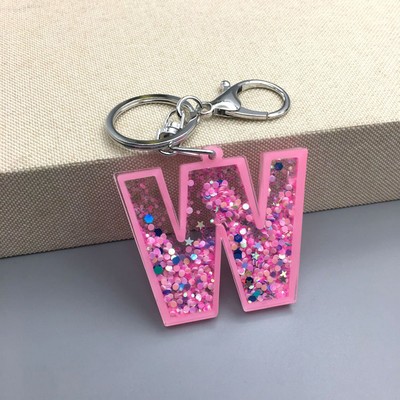 Alphabet Acrylic Initial Glitter Keychain