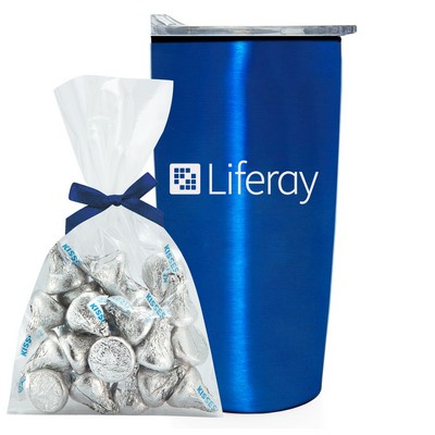 Promo Revolution - 20 Oz. Straight Tumbler w/Plastic Liner Gift Set w/Hershey's Kisses Mug Stuffer