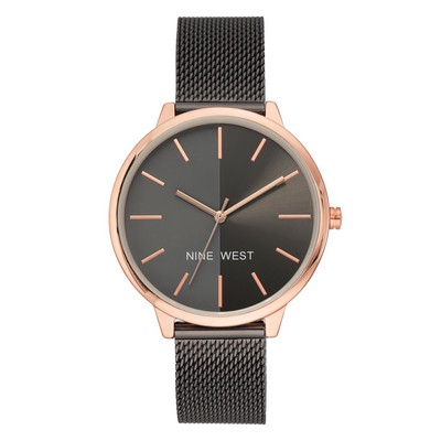 Nine West® Women's Gunmetal Dial w/Rose Gold-Tone Mesh Bracelet Watch