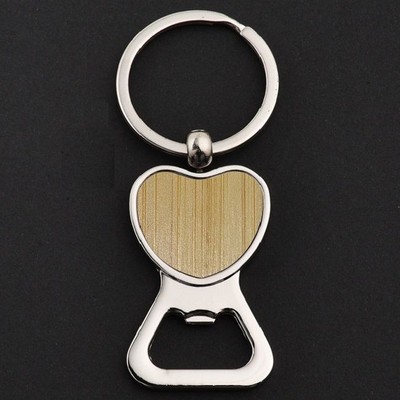 Heart Bamboo Bottle Opener Keychain