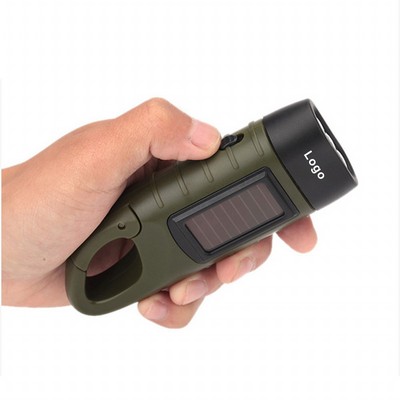 Hand Crank Dynamo Solar Flashlight Rechargeable