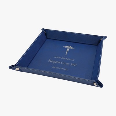 Blue/Silver Leatherette Snap Up Tray w/ Silver Snaps