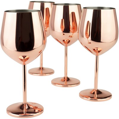 17 oz Rose Gold Stainless Steel Stemmed Wine Glass