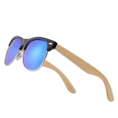 Half Frame Wooden Polarized Sunglasses