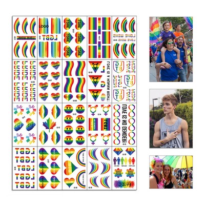 Custom Rainbow Temporary Tattoos 1 Sheet