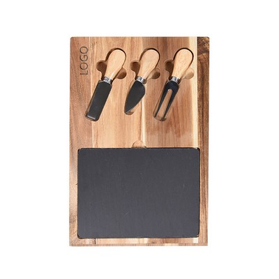 Bamboo/Slate Cheese Board And Tool Set