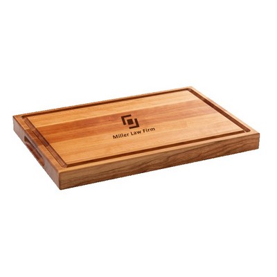 Cherry Cutting Board with Juice Groove and Carved Handles in Side of Board 17"x11-1/2"x1-1/2"