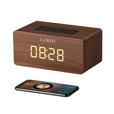 Wood Grain Bluetooth Speaker with Alarm Clock