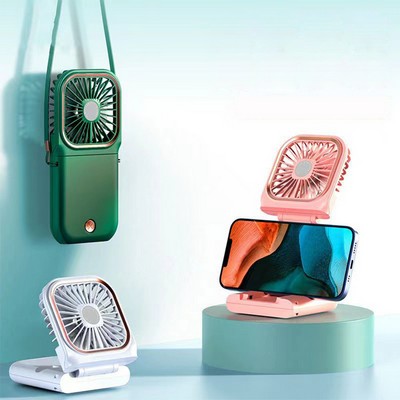 Hands Free Phone Holder Foldable USB Neck Fan/Power Bank