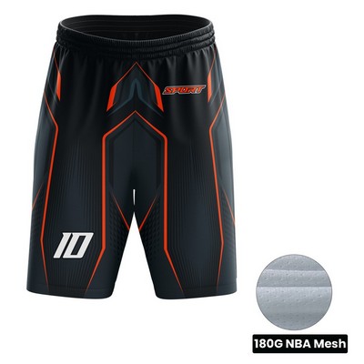 Unisex and Kids' Sublimation Basketball Standard-Length Shorts - 180G NBA Fabric