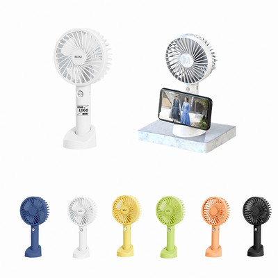 Portable Rechargeable Handheld Fan with Phone Holder