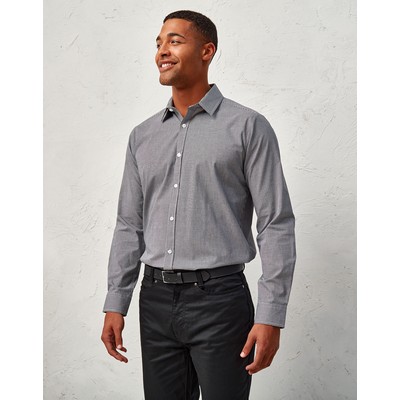 Men's Microcheck (Gingham) Long Sleeve Shirt - Cotton