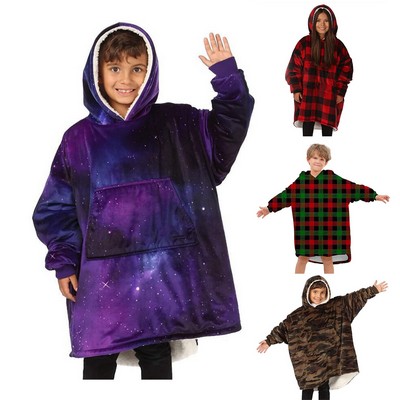 Oversized Kids Microfiber & Sherpa Wearable Blanket