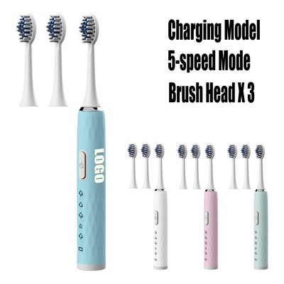 5-Speed Rechargeable Electric Toothbrush With 3 Brushes