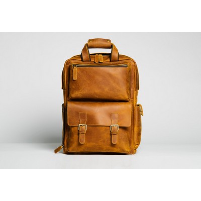 The MANN Bag Large Capacity Leather Camera Backpack (18.5"x14"x6")