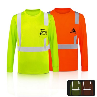 4 Oz Class 2 Long Sleeve Safety T-Shirt With Pocket