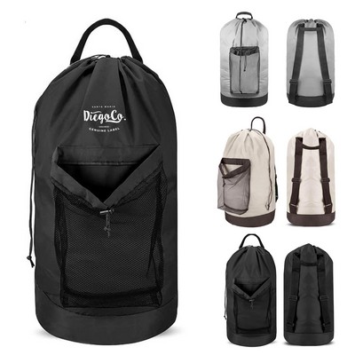 Shoulder Strap Mesh Pocket Laundry Backpack