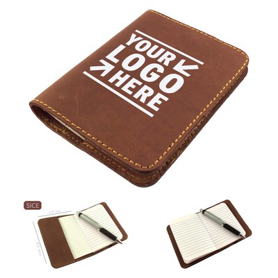 4.5 x 3.25 Mini Composition Refillable Leather Pocket Notebook