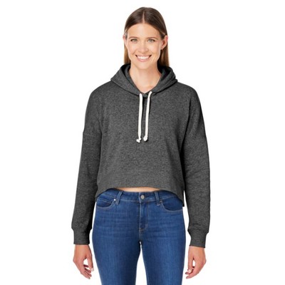 J America Ladies' Triblend Cropped Hooded Sweatshirt