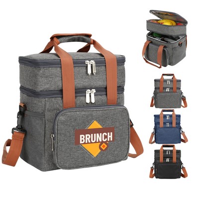 Insulated Lunch Cooler Bag W/ Pockets & Shoulder Strap