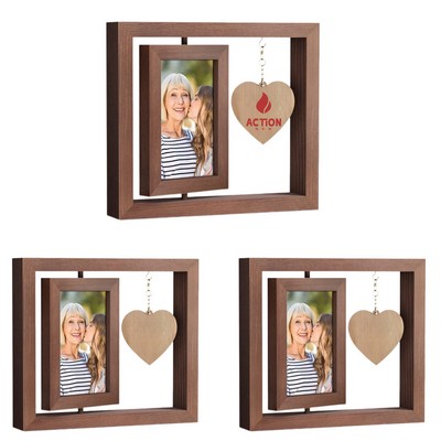 Creative Wooden Double Sided Rotating Photo Frame