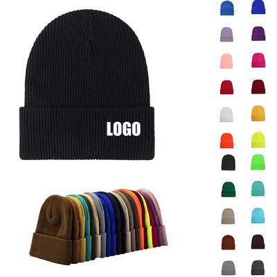 Unisex Slouchy Knit Cuffed Beanie Soft Hats Warm Winter Cap