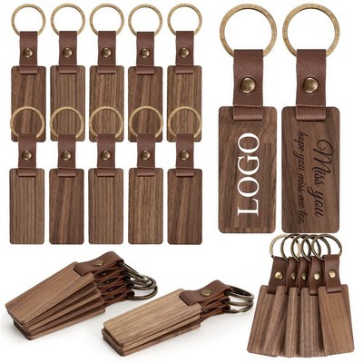 Leather Wood Keychain Blank