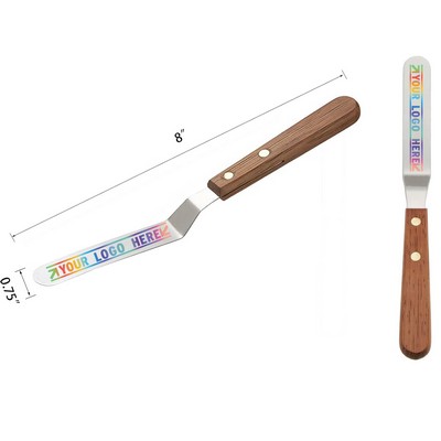 Wooden Handle Stainless Steel Blade 8 x 0.75 Inches Offset Spatula