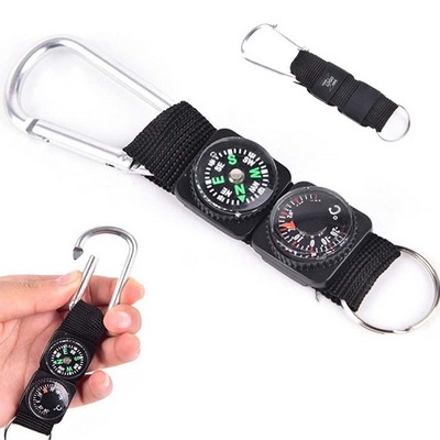 Portable Thermometer Compass Keychain