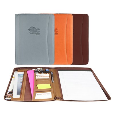 8.5" x 11" Zippered Marin PU Leather Portfolio