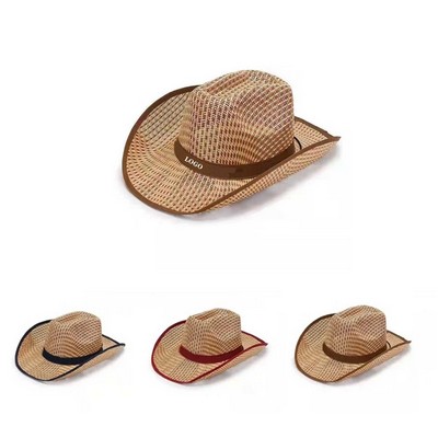 Unisex Woven Straw Round Up Summer Beach Wide Brim Hat