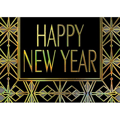 New Year's Art Deco-Style Greeting Card