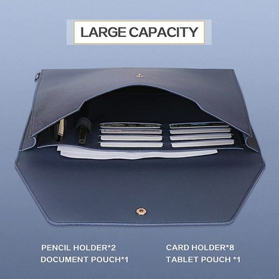 Pu Leather A4 File Organizer Folder With Card Slots