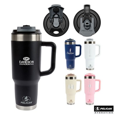 Pelican Porter Dual 40 oz. Dual Lid, Recycled Double Wall Stainless Steel Travel Tumbler