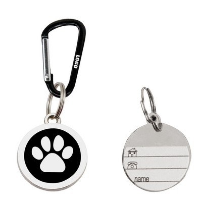 Round Paw Shaped Dog ID Tag